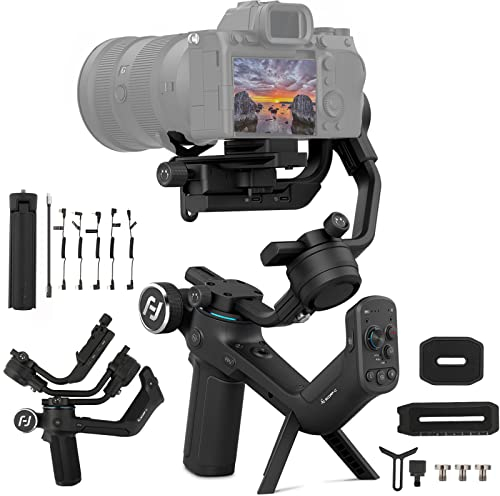 FeiyuTech Scorp-C Estabilizador Gimbal para Cámara Reflex DSLR, Compatible para Sony Canon Panasonic Lumix Nikon Fujifilm, Empuñadura Trasera, Modo de Inicio, Carga útil 5.51lbs
