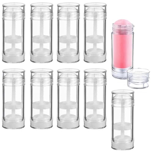 Minsily 10 Stück 30 ml runde leere Deo-Behälter zum Aufdrehen von Füllstäben, 28 ml Deo-Behälter, transparente Lippenbalsam-Tuben, Buntstift, Chapstick