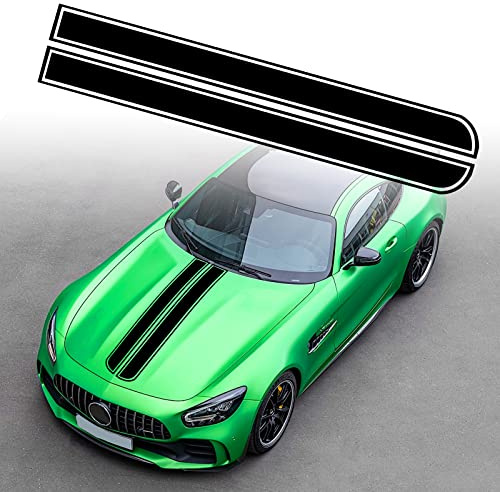 Auto Motorhaube Streifen Aufkleber, Auto Racing Karosserie Seite Streifen Aufkleber Rock Dach Haube Stoßstange Streifen Aufkleber Vinyl Streifen Dekoration für Autos SUV LKW Geländewagen, Schwarz