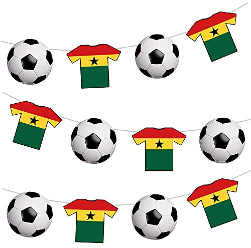 AK Giftshop Ghana Football Bunting Party Decorations World Cup Flags - 12pcs / 2.5m Ribbon