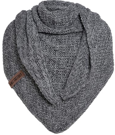 Knit Factory - Sally Trekantssjal - Anthracite/Light Grey - 220x85 cm
