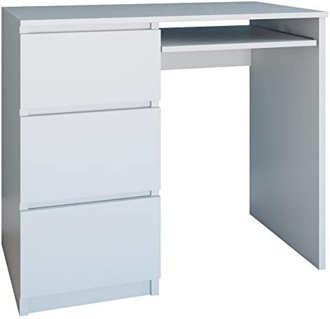 CDF Schreibtisch Lima Links | Farbe: Mattweiß | Ideal für Büro, Arbeitszimmer, Kinder- und Jugendzimmer | Funktionaler Schreibtisch für Computer, Laptop | Einfache Montage