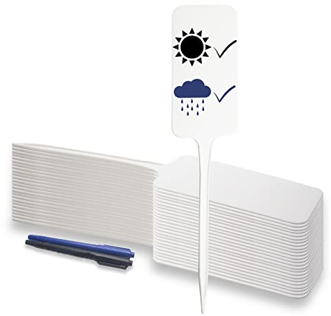 30Stk Pflanzenschilder Plastik, 28 cm Kunststoff Kräuterschilder Wasserfest | Weiß Groß Pflanzschilder zum Beschriften für Baumschulen Pflanzen Zierpflanzen Blumen Gemüse Garten