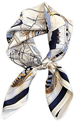 LumiSyne Foulards En Soie Femme Écharpe Carré 70×70cm Rétro Imprimé Motif Géométrique Chaîne Lettres Légers Satin Petits Écharpe Fichu Cravate Bandanas Foulard Cheveux Bandeau Au Poignet