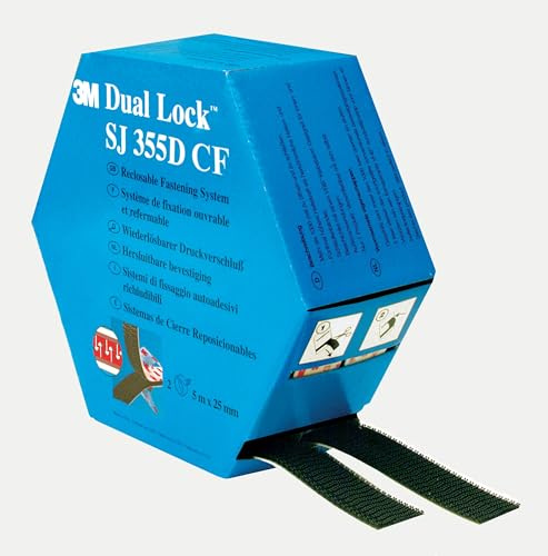 3M Dual Lock Flexibler Druckverschluss SJ355D CF, MINI Ref 345184518 | Schwarz, 25 mm x 5 m