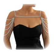 Summer Beach Punk Shoulder Body Chain Multi-Layered Back Chain Bikini Metal Tassel Arm Chain Statement Bridal Wedding Backdrop Necklace Body Chain Jewelry for Women