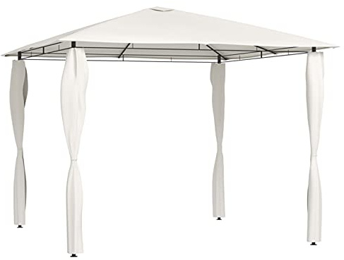Homgoday Gazebo con Montanti Rivestiti 3x3x2,6 m Crema 160 g/m², Gazebo da Giardino, Gazebo Ombrellone da Giardino Spiaggia Pesca Esterno Antivento per Arredo Giardino Terrazzo Ambienti