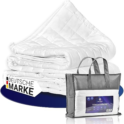 LECURE® Gewichtsdecke 135x200cm 6kg [Inkl. Aufbewahrungstasche] - Therapiedecke aus 100% Baumwolle für Erwachsene - Schwere Decke für einen besseren Schlaf - Weighted Blanket