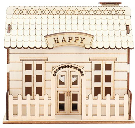 HERCHR Tirelire De Maison Personnalisée, Tirelire De Maison De Villa En Bois Avec Lumière LED, Jolie Boîte D'économie D'argent De Maison Miniature Pour la Décoration de la Maison