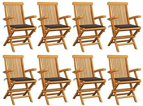 AJSEOYBS Gartentisch Ausziehbar,StapelstüHlegartenstüHle Mit Taupe Kissen 8 STK. Massivholz Teakgeeignet Geeignet für Wohnzimmer, Schlafzimmer, Garten, Balkon, Terrasse, Küche, Outdoor