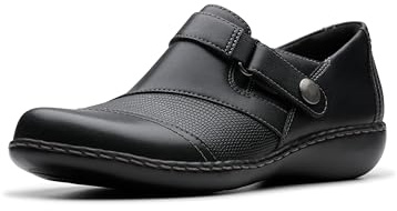 Clarks Damen Ashland Gem Slipper, Schwarz Leder, 41 EU X-Weit