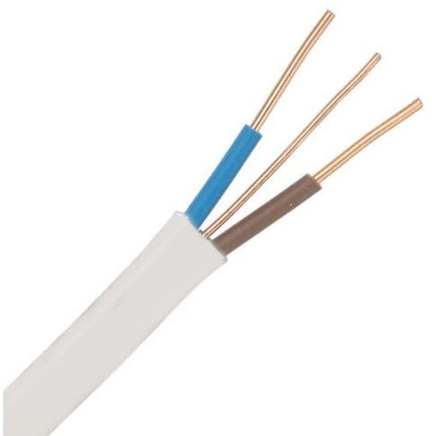 2.5mm 6242B White Twin & Earth T&E LSF Low Smoke Fume Flat Ring Main Cable (10 Metre)