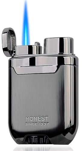 HONEST Windproof Single Jet Flame Lighter, Butane Fuel Refillable Jet Lighters gift for Men (No Gas) (Gunmetal)