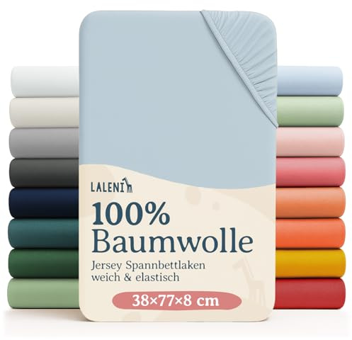 Laleni Jersey Spannbettlaken, für Baby Beistellbett & Stubenwagen, 100% Baumwolle, Oeko-TEX Zertifiziert, 2er Set, Hellblau