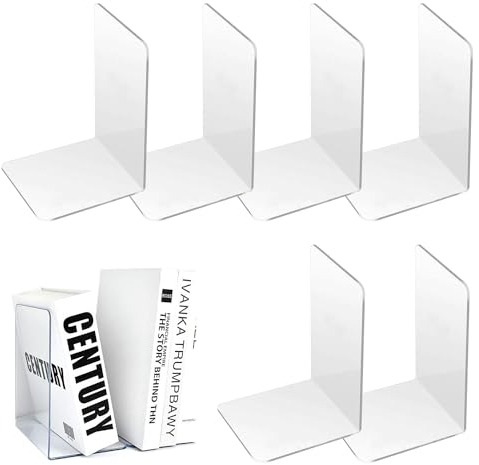 6 Pezzi Acrilico Ferma Libri, Trasparenti Fermalibri, rRiutilizzabile Fermalibri per Mensole, Ferma Libri per Libreria, Reggilibri da Mensola Adatto a Scuole Uffici Biblioteche Librerie Camere Letto