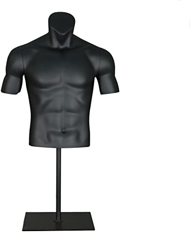 Schaufensterpuppe mit männlicher Büste, klare Muskellinien, Torso für männliches Model mit Sockel, Schneiderpuppe für Bekleidungsgeschäfte im Einzelhandel, Schwarz