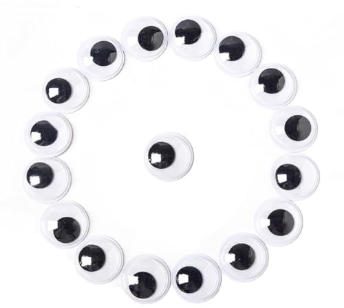 200 Stück Selbstklebende Wackelaugen, 20mm Kulleraugen Selbstklebend, Kunststoff Augen zum Basteln,Puppe Augen, Schwarze Wackelaugen, Bastelaugen, Wiggle Googly eyes für DIY Kunsthandwerk Dekoration
