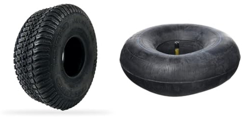 GREENSTAR - Pneu Tubeless 4 Plis Profil Gazon Pour Motoculteur - Dimensions 11 x 400-4 - Durable - Produit de haute qualité & Skana Chambre à air 350/400 x 4 valve coudée, Noir