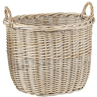 Wickerfield Wicker Open Storage Basket with Handles for Home Storage and Collection and Decoration for Window Display (Large, Oval)