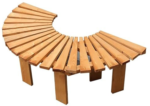 Massivholz Baumbank,halbrunde Baumbank,Gebogene Bank Witterungsbeständige Korrosionsbeständige Starke Tragfähigkeit,für Hof/Balkon/Terrasse,Umgebende Baumbank-Lounge-Sitzgel(Color:Birnenfarbe)