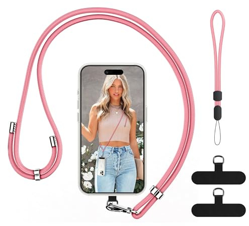 COCASES Phone Lanyard Crossbody with Tabs Adjustable Anti-Theft Wrist Strap | 2 Pack Phone Nylon Strap for Neck Multifunctional Universal Cellphone Chain for Outdoor Travel Compatible with Smartphone