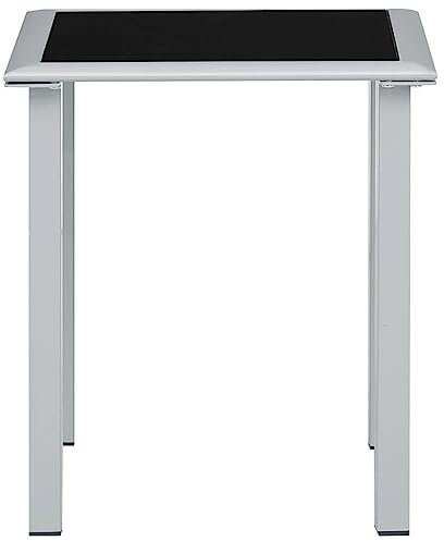HETFTJN Kleiner Beistelltisch Balkontisch Klein Campingtisch Klein Bartisch Outdoor - Gartentisch Schwarz und Silbern 41x41x45 cm Stahl und Glas für Garten Speisesaal Balkon Terrasse