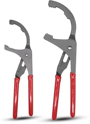 Barfeery Juego de 2 llaves de filtro de aceite, alicates de filtro de aceite de 9 y 12 pulgadas, herramientas de extracción de filtro de aceite, como se muestra, metal para la mayoría de coches,