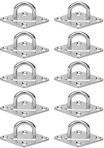 Baxnore 10 PCS M5 4 Holes Eye Plate, 304 Stainless Steel Bearing Hook, Heavy Duty Ship Eye Plate Hook, Hardware Fittings for Boat Ship Climbing Tools