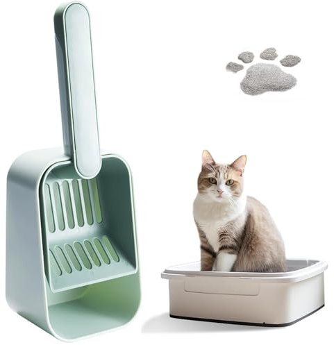 katmerio Katzenklo, Schaufel Katzenstreuschaufel, Katzenstreu Schaufel Katzenklo, Haustier Streuschaufel, Katzenschaufel Zum Reinigen Katzenstreu Klumpstreu - 8,8 x 12 x 32 cm (Grün)