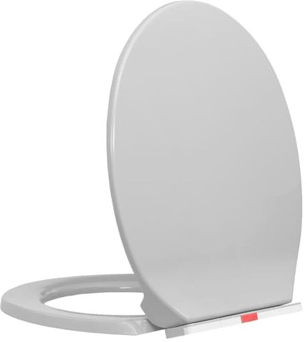 Soft Close Oval Toilet Seat in Light Grey with Quick Release Feature for Easy Cleaning