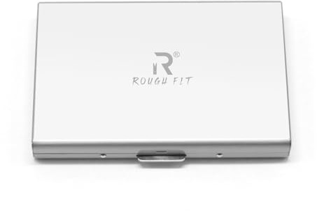 ROUGH FIT Metal Business Card Holder, Stainless Steel RFID Credit Card Holder, Slim Metal Wallet, Professional Card Case for Men & Women (Silver)