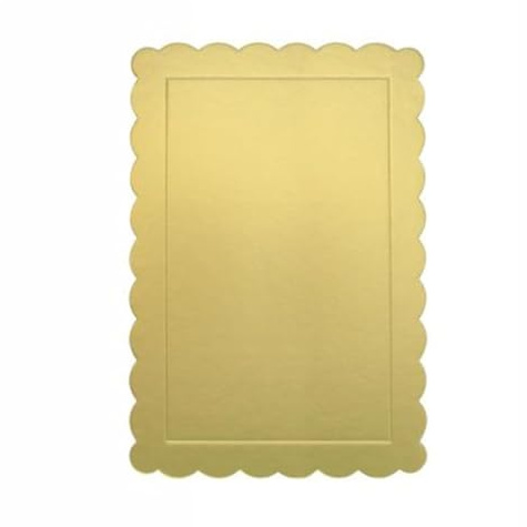 Trade Shop - Set 2pz Base per Torta Rettangolare Piatto Sottotorta Dorato 30x40cm con Bordino 31157 -