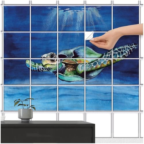 FOLIESEN Fliesenaufkleber - Deko-Bild für Bad, Küche, Badezimmer - Dekoration Fliesen-Bild selbstklebend - Ozeanreise - (BxH):20x25 cm - 100x75 cm / 15-tlg.