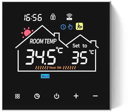 aixi-SHS Termostato WiFi Programmabile a Schermo Tattile Tuya Smart Controller della Temperatura con Controllo vocale Alexa (16A per riscaldamento elettrico a pavimento)