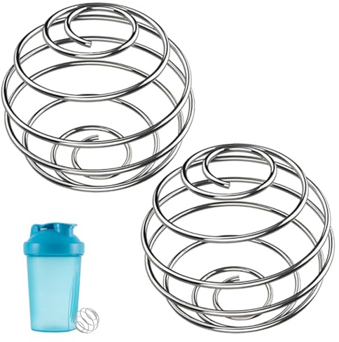 GZSYWZ 2 Piezas Bola Batidora de Acero - Bola de Mezcla de Agitador de Botella de Acero Inoxidable Resorte Metálico de Bola de Mezcla Bebida Mixta de Globulina, 54 * 45 mm × 2 Piezas