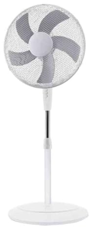 Dimensione Elettronica S.R.L. BIANCO 40 Ventilatore Piantana 40cm, 5 Pale 3 Velocità, Oscillazione Orizzontale, 45W Risparmio Energetico, Altezza Regolabile 130cm, Materiale ABS