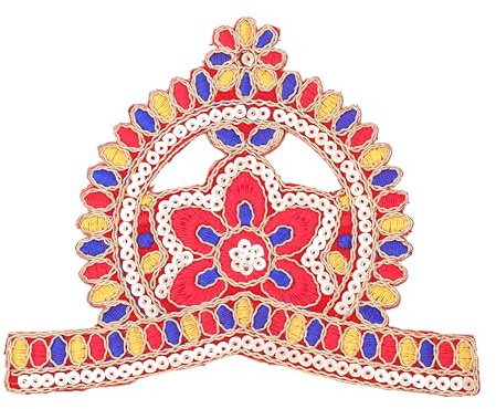 Mukut Set God Goddess Made of Velvet Cloth Stone for Devi Maa/Radha Krishna Haar Sringar Set Deities jewelry Indian traditional Ganpati Ganesha Festival Set for All Idol Statue (Size:-6)(Multicolour)