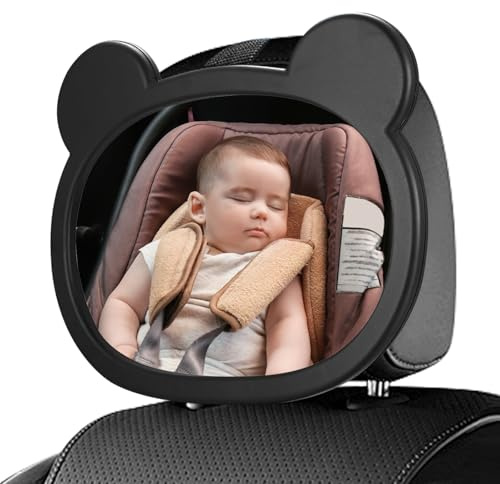 SUNNIFLY Specchio Auto Neonato Sedile Posteriore, Specchietto Retrovisore Bambini a Forma di Orsetto, Specchio Auto Bambini, per Seggiolino Posteriore