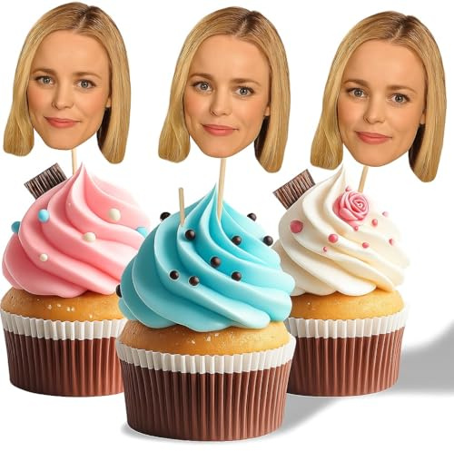 Personalised Face Cupcake Toppers Birthday Decorations - Customized Photo Face Cake Topper for Birthdays Anniversary Parties (40 Cake Toppers)