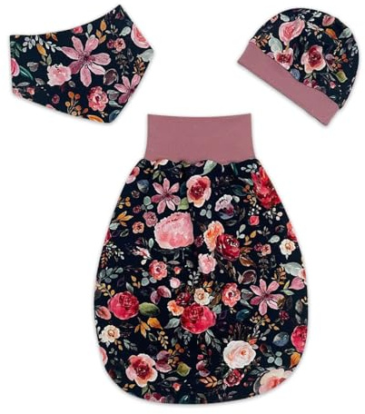 Strampelsack mit Aquarellblumen - ab Frühchen Größe 40-44 - handmade - für Sommer oder Winter - Zertifizierte Stoffe