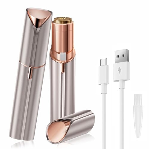 UrbanLuxe Depiladora facial UrbanLuxe para mujer, afeitadora recargable, recortadora indolora para vello facial, labios, vellos y zona del bikini - Dorado champán