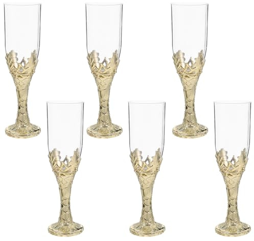 ABOOFAN Lot de 6 Verres à Vin Vintage en Plastique pour Mariage, Anniversaire, Fête de Noël