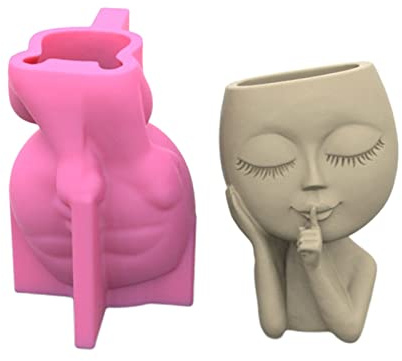 Molde de silicona para macetas, moldes de arcilla de cemento, grandes para cabeza para muñecas y macetas suculentas