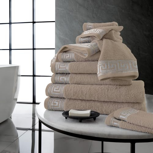 GC GAVENO CAVAILIA Towel Bale Set 500 GSM | 8 Piece Towel Set | 2 Hand Towel + 2 Bath Towel + 4 Face Towel | Family Pack Egyptian Cotton Towel Set | Natural