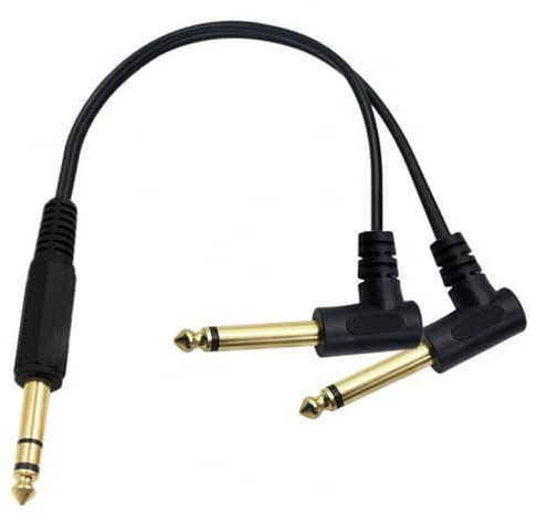 Wdbild 2. Cable estéreo a macho de 6,35 mm de alta calidad, divisor en ángulo de 90°, contactos dorados, diseño de blindaje resistente, cable adaptador estéreo a mono