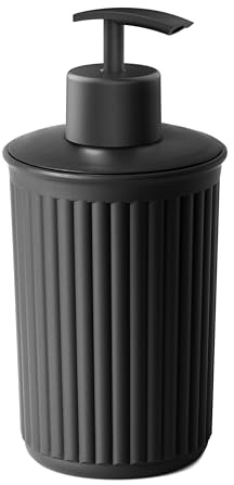 TATAY Dispenser Sapone Bagno Nero | Plastica Riciclata | Dispenser Sapone Liquido Moderno | Facile da Ricaricare | Dosatore Sapone Antigoccia | Fabbricato in Spagna – Collezione Baobab