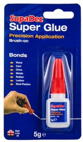 SupaDec Super Glue Brush On Adhesive – 5g | Instant Strong Bonding Glue with Precision Brush Applicator | Fast-Drying Multi-Purpose Super Glue for Plastic – Metal – Wood – Ceramic & Rubber Repairs