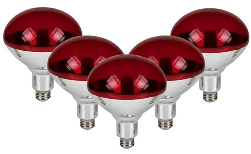 CLAR Heizlampe, 100 W, E27, Infrarot-Lampe, Therapie & Reptilien, sofortige Wärme für Terrarium, Welpen, Physiotherapie (5 Stück)