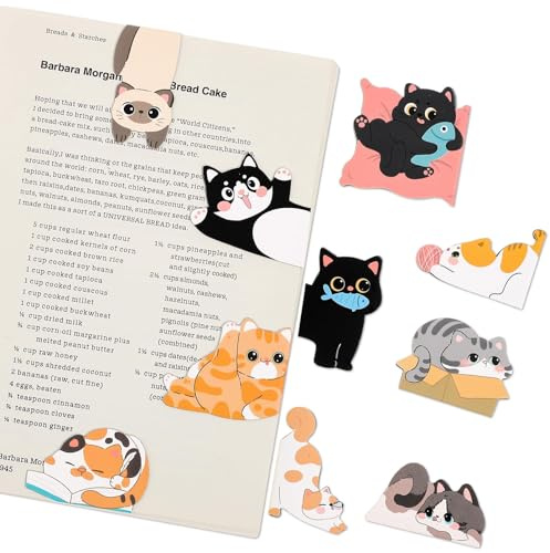 10 Stück Cute Katze Magnetische Lesezeichen, Magnet Lesezeichen für Kinder, Geschenk für Katzenliebhaber, Kinder, Freunde, Kollegen, Lehrer, Frauen, Buchliebhaber, Weihnachten & Geburtstag