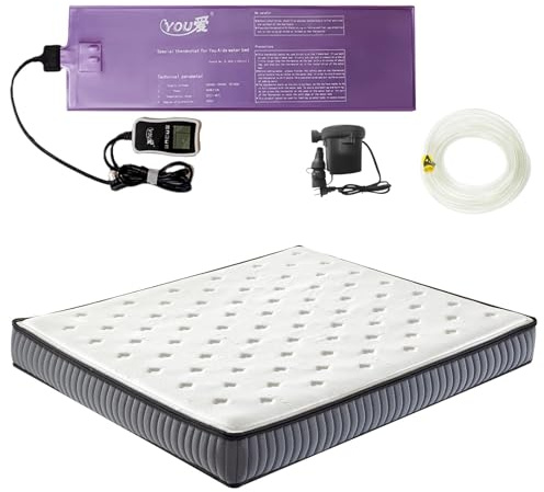Ustenroya Waterbeds Mattress,95% Waveless PVC Water Bed with Thermostat, Both Water and Air Can Be Used, Foldable Waterbed Mattress, Water Bed Without Additional Frame (California King-72 x 84)